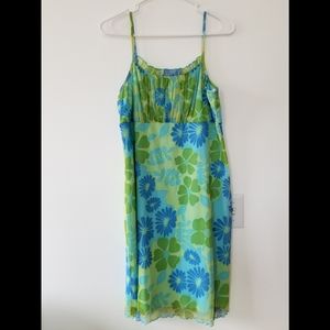 Xhilaration Floral Blue Green Dress Size Large